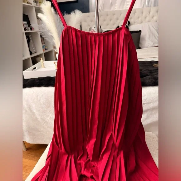Red Pleated Dress - Picture 6 of 7